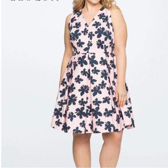 Eloquii Draper James hibiscus pink sleeveless fit and flare dress size 16 - Picture 1 of 9